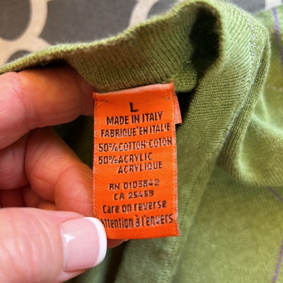 Sette Ponti Italian made Argyle v-neck sweater szL - Picture 6 of 8